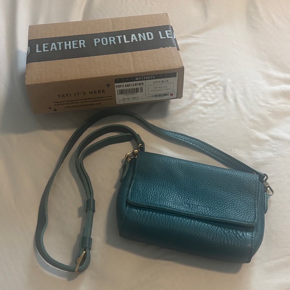 Portland Leather Soul Blue Metro Mini Crossbody Bag NEW
